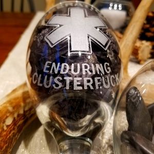 Hand etched wine glass